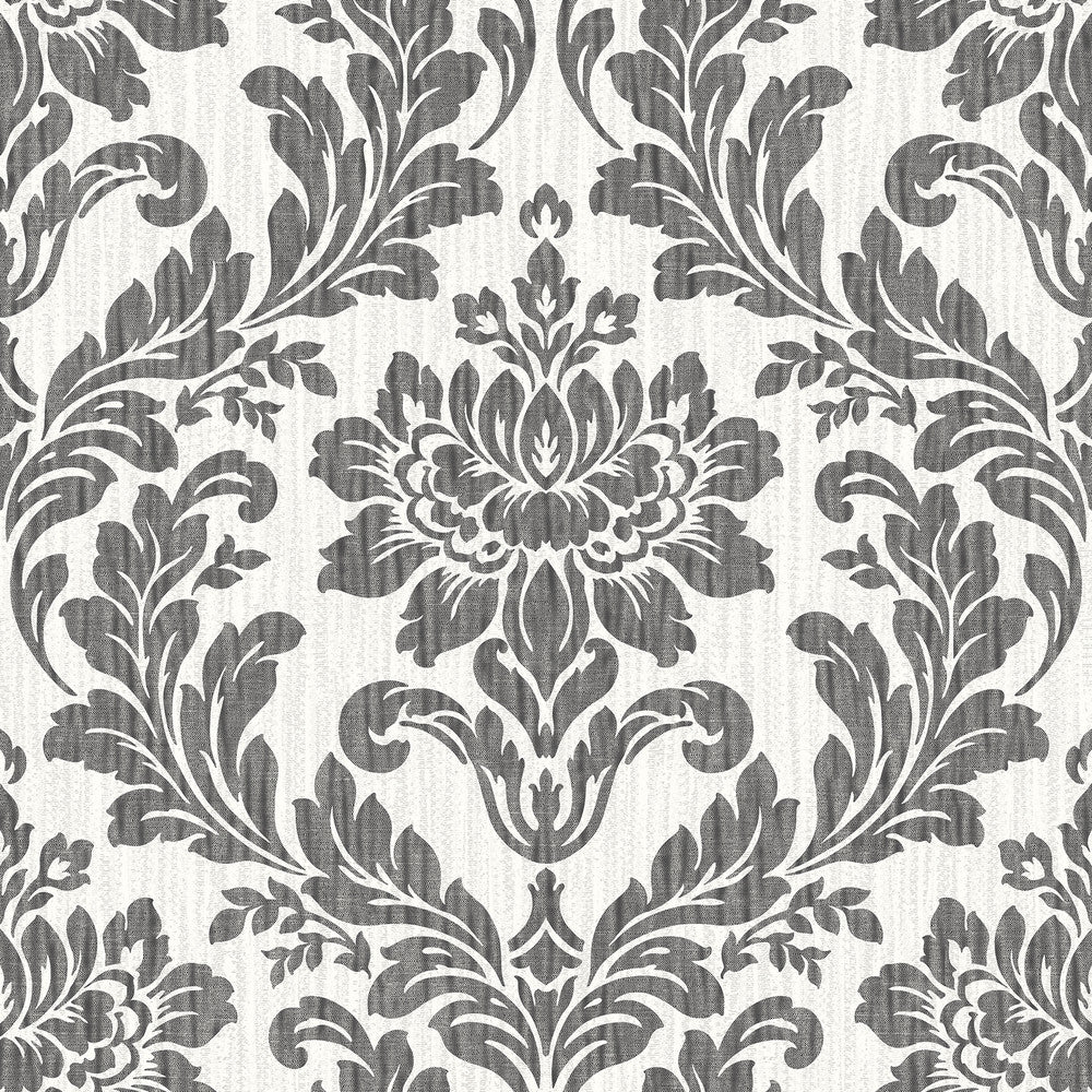 Galois Black Damask Wallpaper by Advantage Radiance Covers about 57.5 square feet 20.9-in by 33-ft long roll Unpasted 20.9 - Fabric Carolina -