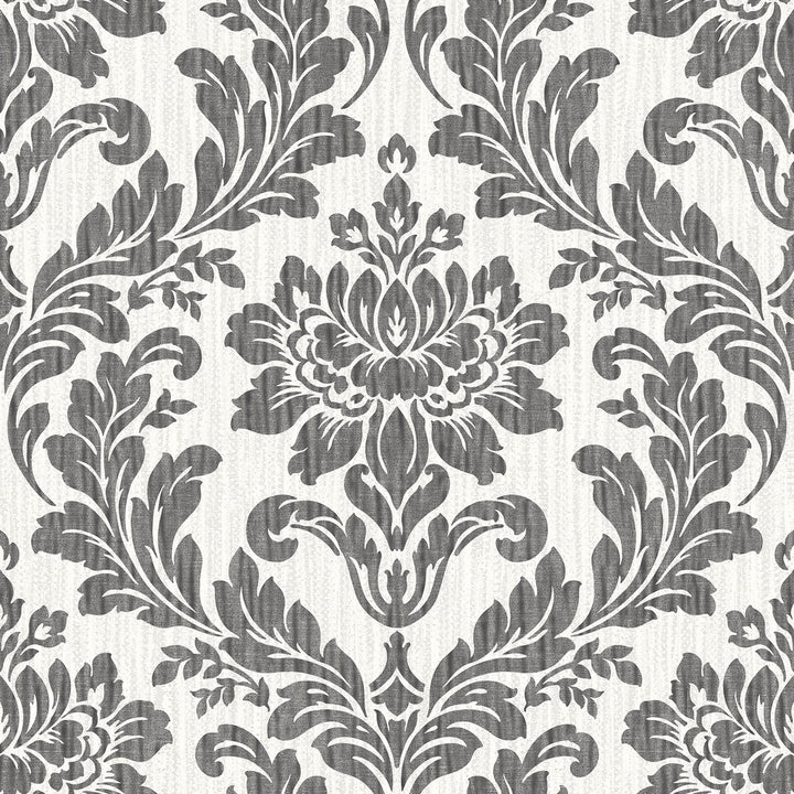 Galois Black Damask Wallpaper by Advantage Radiance Covers about 57.5 square feet 20.9-in by 33-ft long roll Unpasted 20.9 - Fabric Carolina -