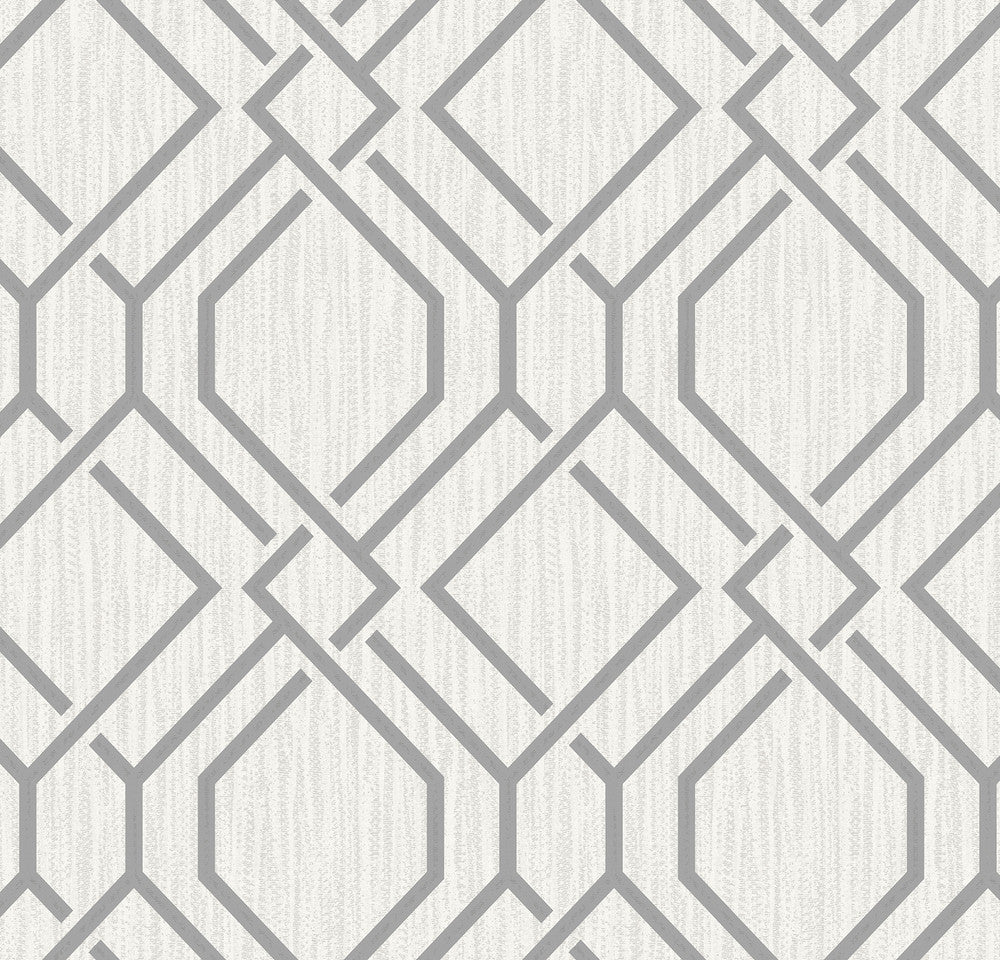 Frege Grey Trellis Wallpaper by Advantage Radiance Covers about 57.5 square feet 20.9-in by 33-ft long roll Unpasted 20.9 - Fabric Carolina -