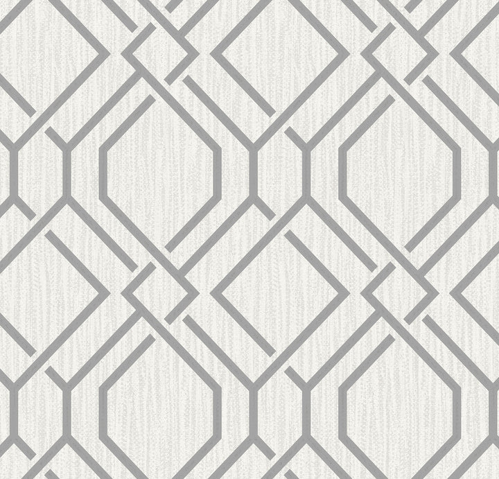 Frege Grey Trellis Wallpaper by Advantage Radiance Covers about 57.5 square feet 20.9-in by 33-ft long roll Unpasted 20.9 - Fabric Carolina -