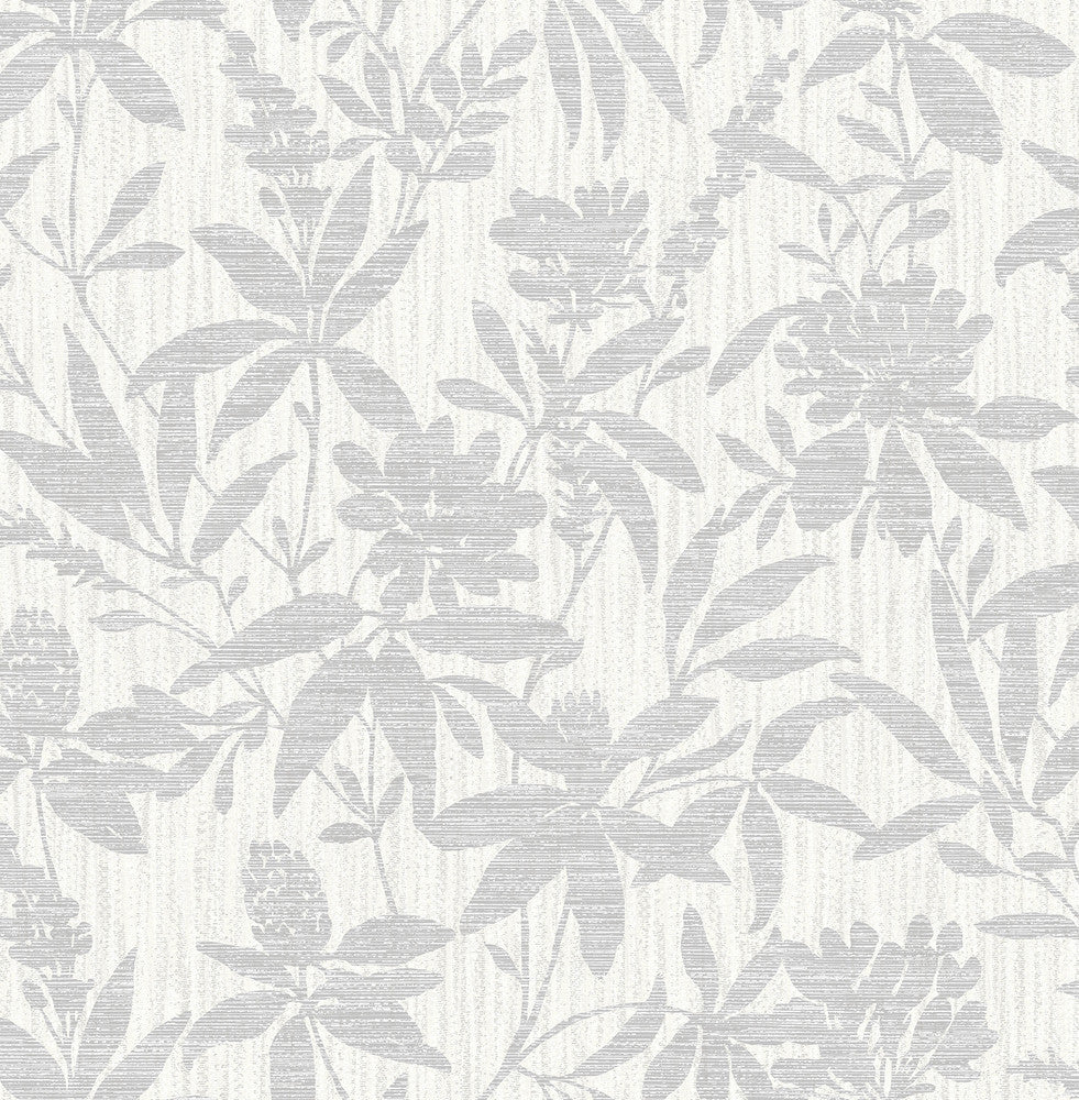 Riemann Silver Floral Wallpaper by Advantage Radiance Covers about 57.5 square feet 20.9-in by 33-ft long roll Unpasted 10.4 - Fabric Carolina -
