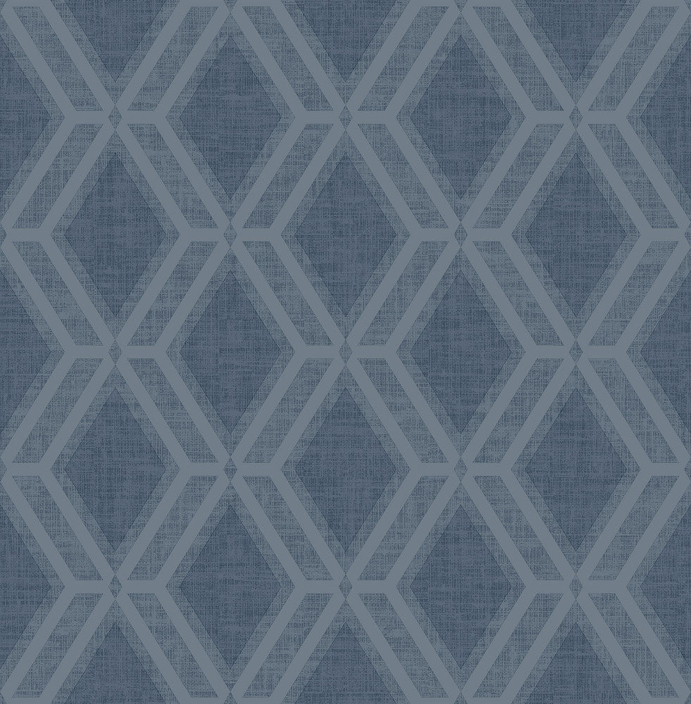 Mersenne Indigo Geometric Wallpaper by Advantage Radiance Covers about 57.5 square feet 20.9-in by 33-ft long roll Unpasted 20.9 - Fabric Carolina -