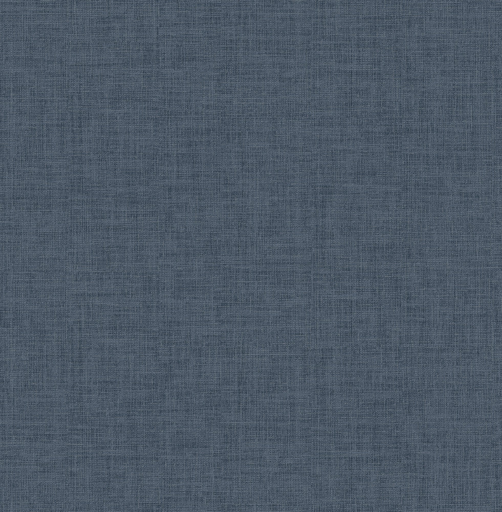 Wallis Indigo Faux Linen Wallpaper by Advantage Radiance Covers about 57.5 square feet 20.9-in by 33-ft long roll Unpasted 20.9 - Fabric Carolina -