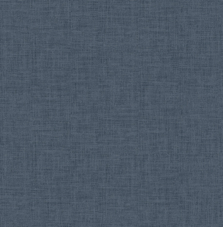 Wallis Indigo Faux Linen Wallpaper by Advantage Radiance Covers about 57.5 square feet 20.9-in by 33-ft long roll Unpasted 20.9 - Fabric Carolina -