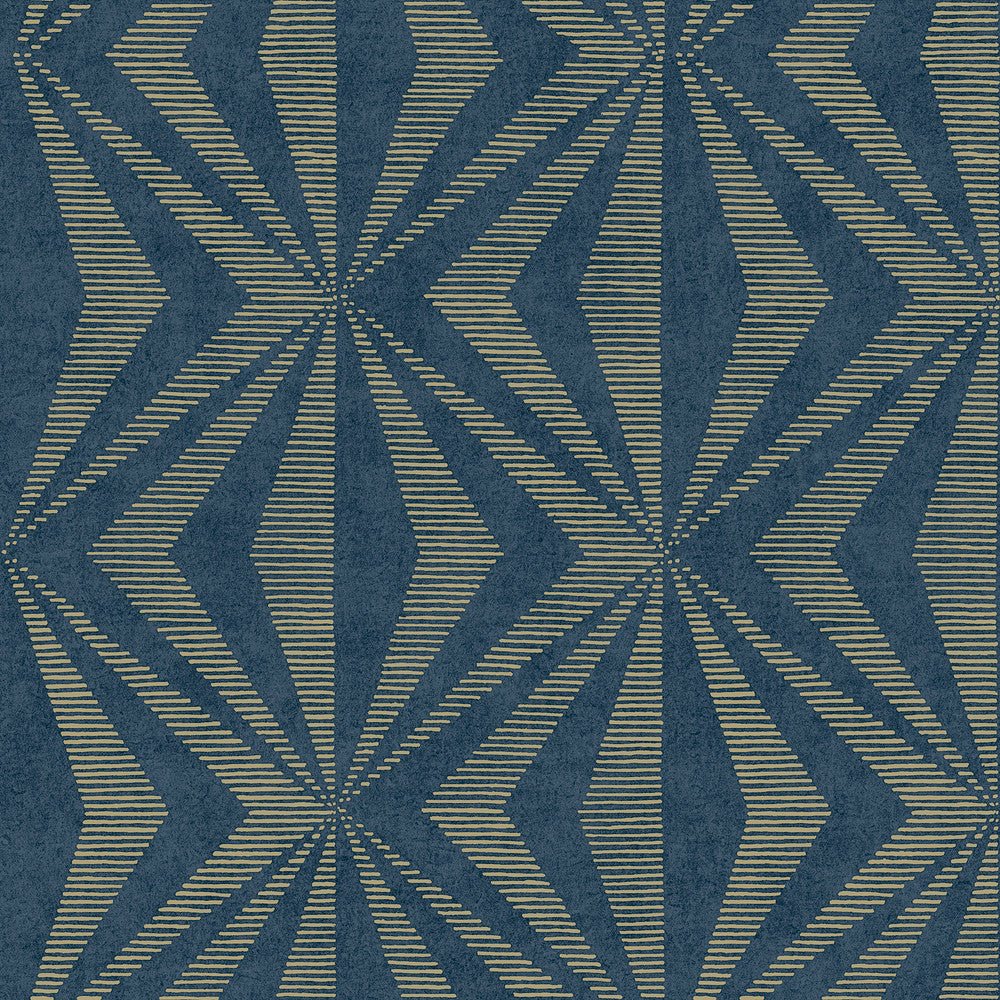 Monge Blue Geometric Wallpaper by Advantage Radiance Covers about 57.5 square feet 20.9-in by 33-ft long roll Unpasted 20.9 - Fabric Carolina -