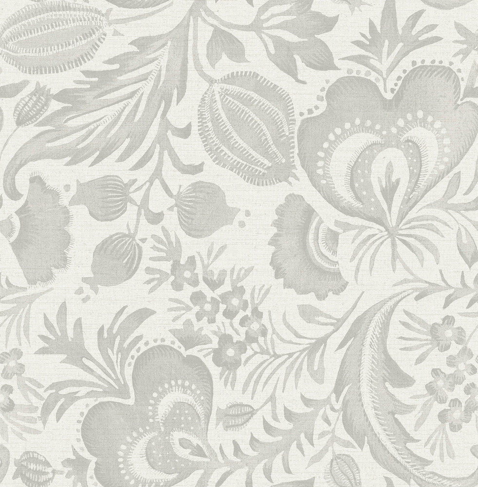 Culver Grey Jacobean Wallpaper by A-Street Prints Scott Living III Covers about 56.4 square feet 20.5-in by 33-ft long roll Unpasted 20.9 - Fabric Carolina -