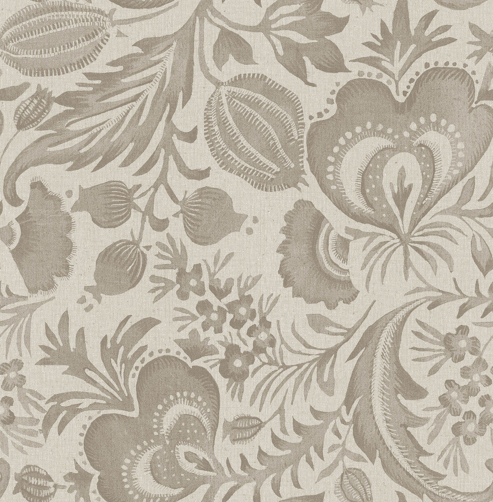Culver Light Brown Jacobean Wallpaper by A-Street Prints Scott Living III Covers about 56.4 square feet 20.5-in by 33-ft long roll Unpasted 20.9 - Fabric Carolina -