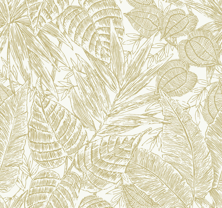 Brentwood Yellow Palm Leaves Wallpaper by A-Street Prints Scott Living III Covers about 60.8 square feet 27-in by 27-ft long roll Unpasted 25.25 - Fabric Carolina -