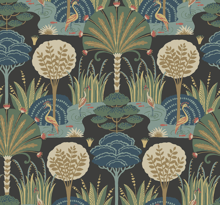 Mandeville Multicolor Tropical Paradise Wallpaper by A-Street Prints Scott Living III Covers about 60.8 square feet 27-in by 27-ft long roll Unpasted 25.25 - Fabric Carolina -