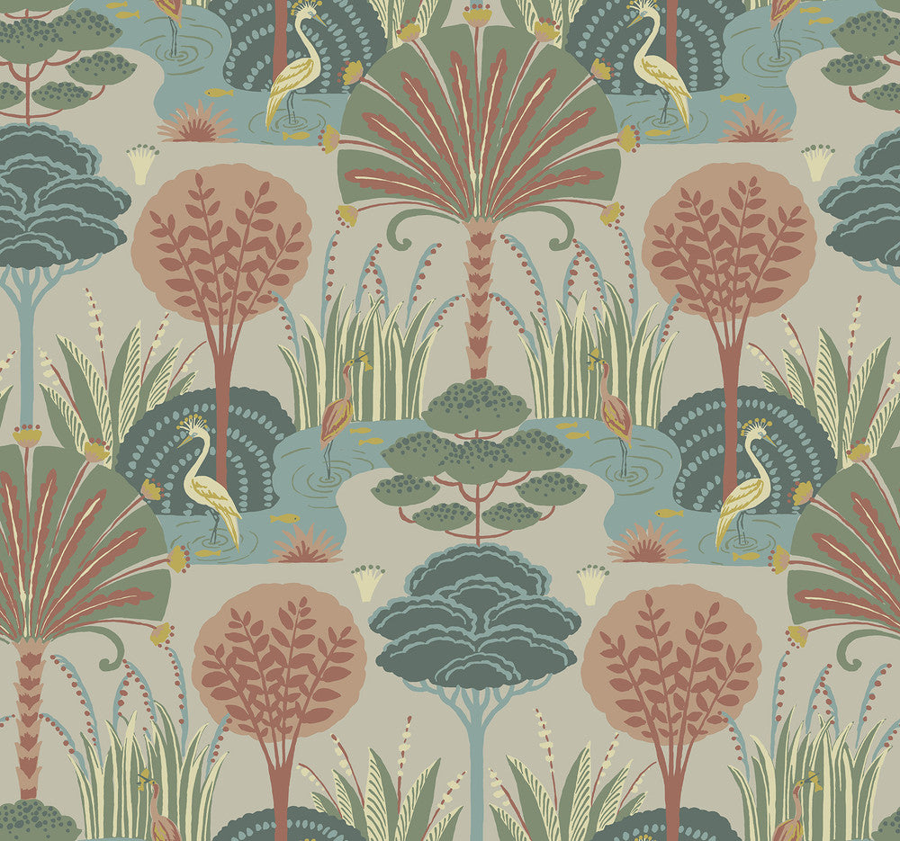 Mandeville Pastel Tropical Paradise Wallpaper by A-Street Prints Scott Living III Covers about 60.8 square feet 27-in by 27-ft long roll Unpasted 25.25 - Fabric Carolina -