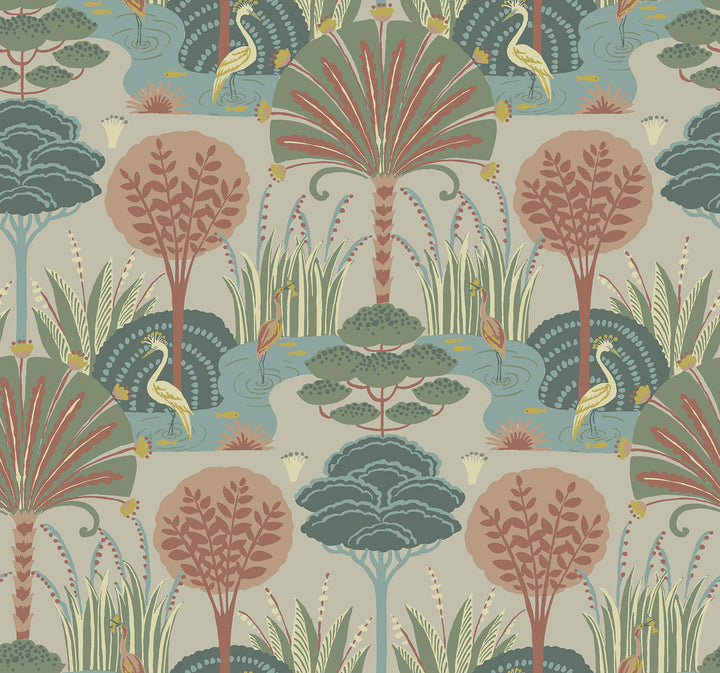 Mandeville Pastel Tropical Paradise Wallpaper by A-Street Prints Scott Living III Covers about 60.8 square feet 27-in by 27-ft long roll Unpasted 25.25 - Fabric Carolina -