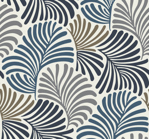 Trousdale Dark Blue Fanning Flora Wallpaper by A-Street Prints