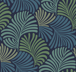 Trousdale Navy Fanning Flora Wallpaper by A-Street Prints