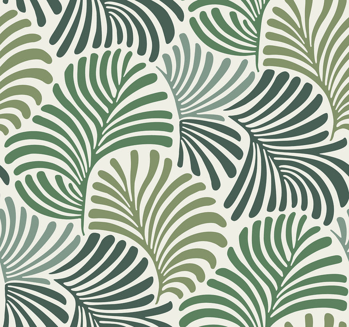 Trousdale Green Fanning Flora Wallpaper by A-Street Prints Scott Living III Covers about 60.8 square feet 27-in by 27-ft long roll Unpasted 25.25 - Fabric Carolina -