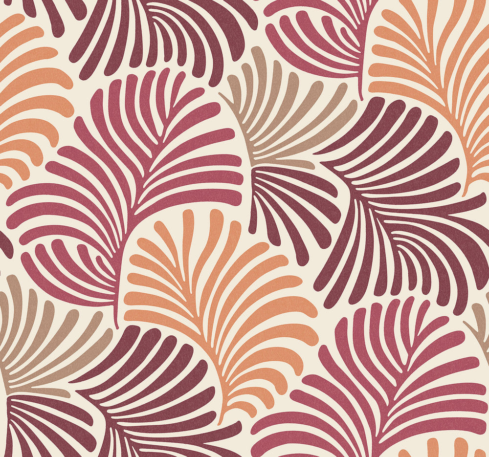 Trousdale Raspberry Fanning Flora Wallpaper by A-Street Prints Scott Living III Covers about 60.8 square feet 27-in by 27-ft long roll Unpasted 25.25 - Fabric Carolina -