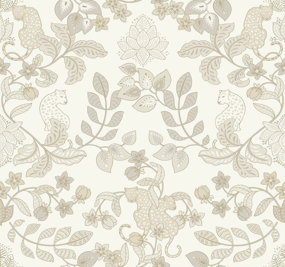 Getty Cream Jungle Damask Wallpaper by A-Street Prints Scott Living III Covers about 60.8 square feet 27-in by 27-ft long roll Unpasted 25.25 - Fabric Carolina -