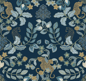 Getty Navy Jungle Damask Wallpaper by A-Street Prints