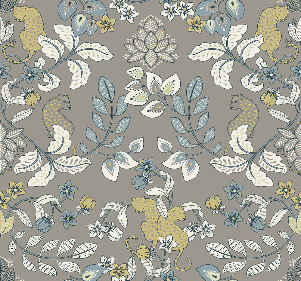 Getty Grey Jungle Damask Wallpaper by A-Street Prints Scott Living III Covers about 60.8 square feet 27-in by 27-ft long roll Unpasted 25.25 - Fabric Carolina -