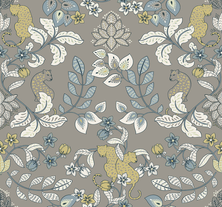 Getty Grey Jungle Damask Wallpaper by A-Street Prints Scott Living III Covers about 60.8 square feet 27-in by 27-ft long roll Unpasted 25.25 - Fabric Carolina -