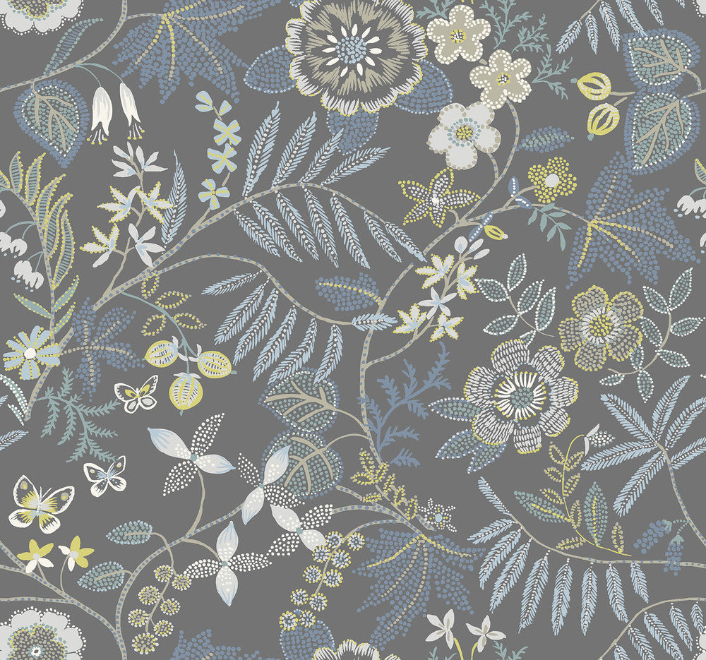 Marilyn Light Grey Floral Trail Wallpaper by A-Street Prints Scott Living III Covers about 60.8 square feet 27-in by 27-ft long roll Unpasted 25.25 - Fabric Carolina -