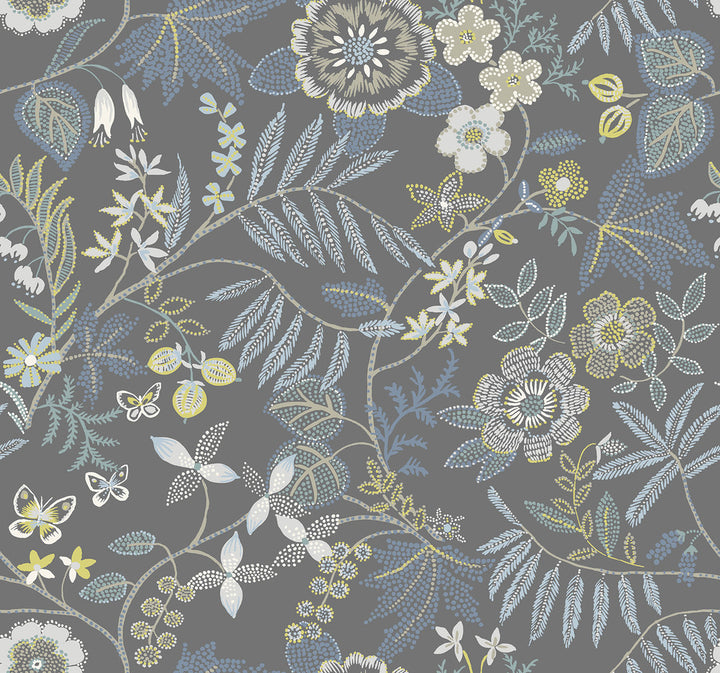 Marilyn Light Grey Floral Trail Wallpaper by A-Street Prints Scott Living III Covers about 60.8 square feet 27-in by 27-ft long roll Unpasted 25.25 - Fabric Carolina -