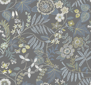 Marilyn Light Grey Floral Trail Wallpaper by A-Street Prints
