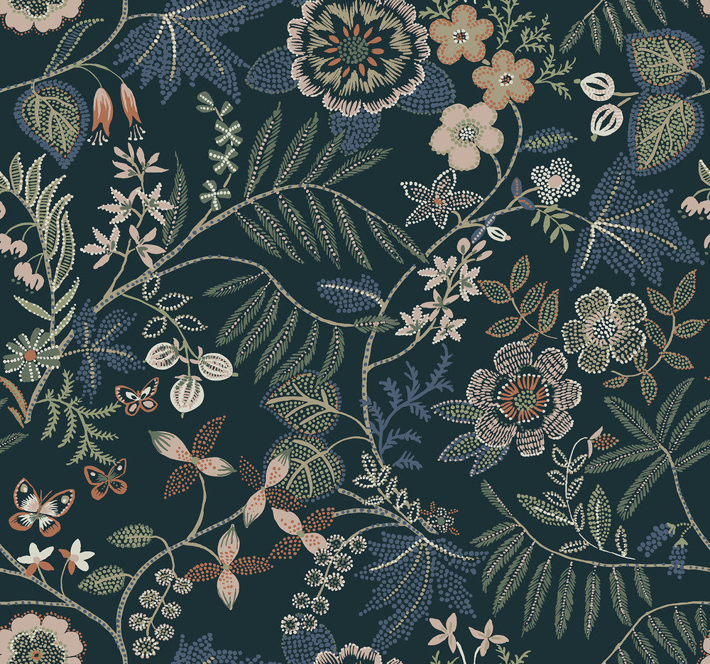 Marilyn Sea Green Floral Trail Wallpaper by A-Street Prints Scott Living III Covers about 60.8 square feet 27-in by 27-ft long roll Unpasted 25.25 - Fabric Carolina -