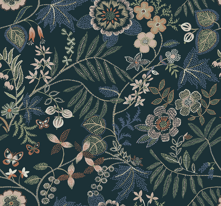 Marilyn Sea Green Floral Trail Wallpaper by A-Street Prints Scott Living III Covers about 60.8 square feet 27-in by 27-ft long roll Unpasted 25.25 - Fabric Carolina -