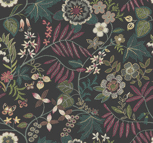 Marilyn Black Floral Trail Wallpaper by A-Street Prints