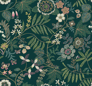 Marilyn Green Floral Trail Wallpaper by A-Street Prints