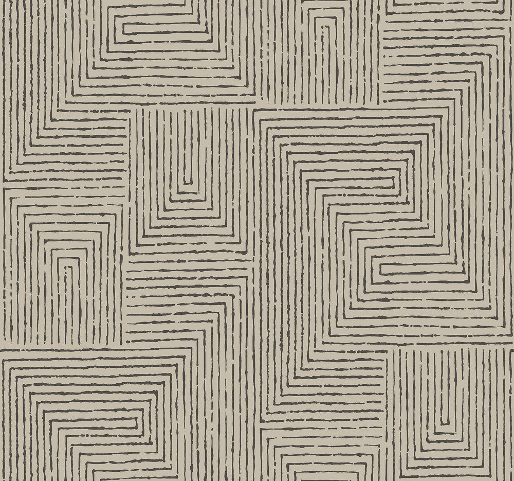 Mortenson Taupe Geometric Wallpaper by A-Street Prints Scott Living III Covers about 60.8 square feet 27-in by 27-ft long roll Unpasted 25.25 - Fabric Carolina -