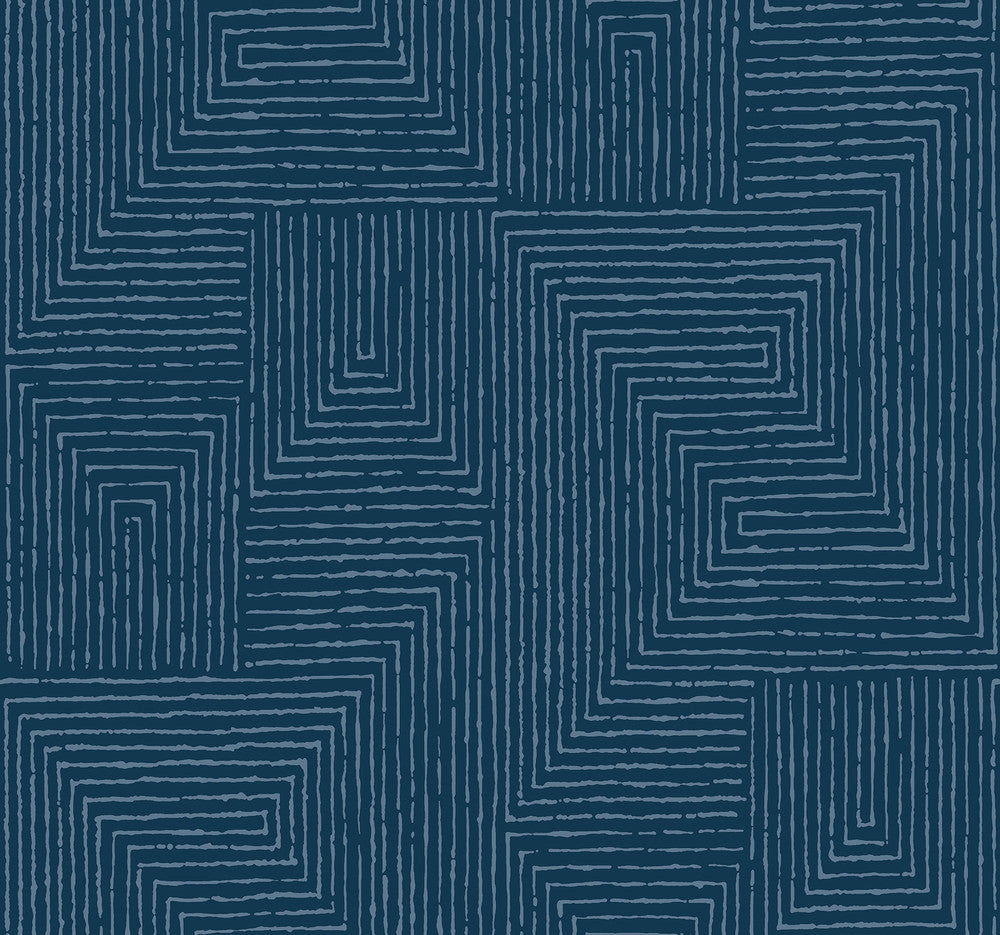 Mortenson Navy Geometric Wallpaper by A-Street Prints Scott Living III Covers about 60.8 square feet 27-in by 27-ft long roll Unpasted 25.25 - Fabric Carolina -