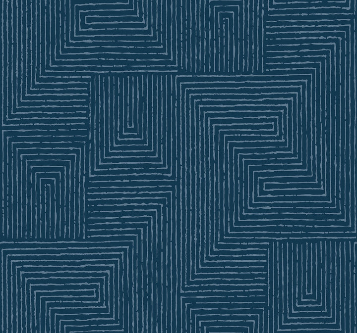 Mortenson Navy Geometric Wallpaper by A-Street Prints Scott Living III Covers about 60.8 square feet 27-in by 27-ft long roll Unpasted 25.25 - Fabric Carolina -