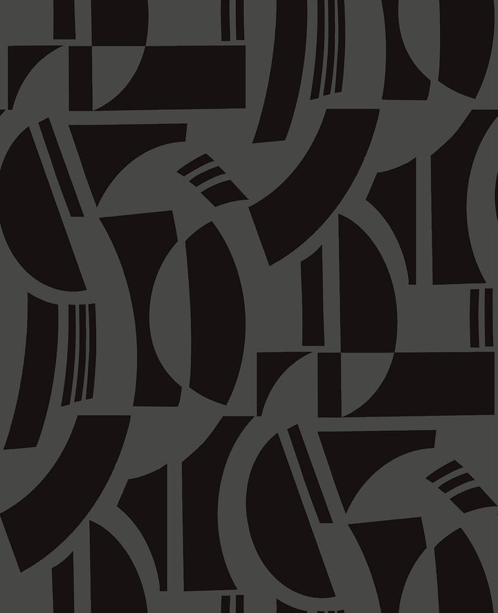 Carter Black Geometric Flock Wallpaper by A-Street Prints Scott Living III Covers about 56.4 square feet 20.5-in by 33-ft long roll Unpasted 25.25 - Fabric Carolina -