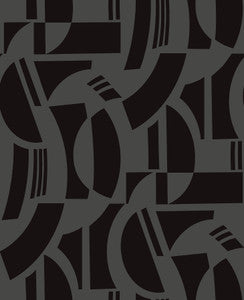 Carter Black Geometric Flock Wallpaper by A-Street Prints