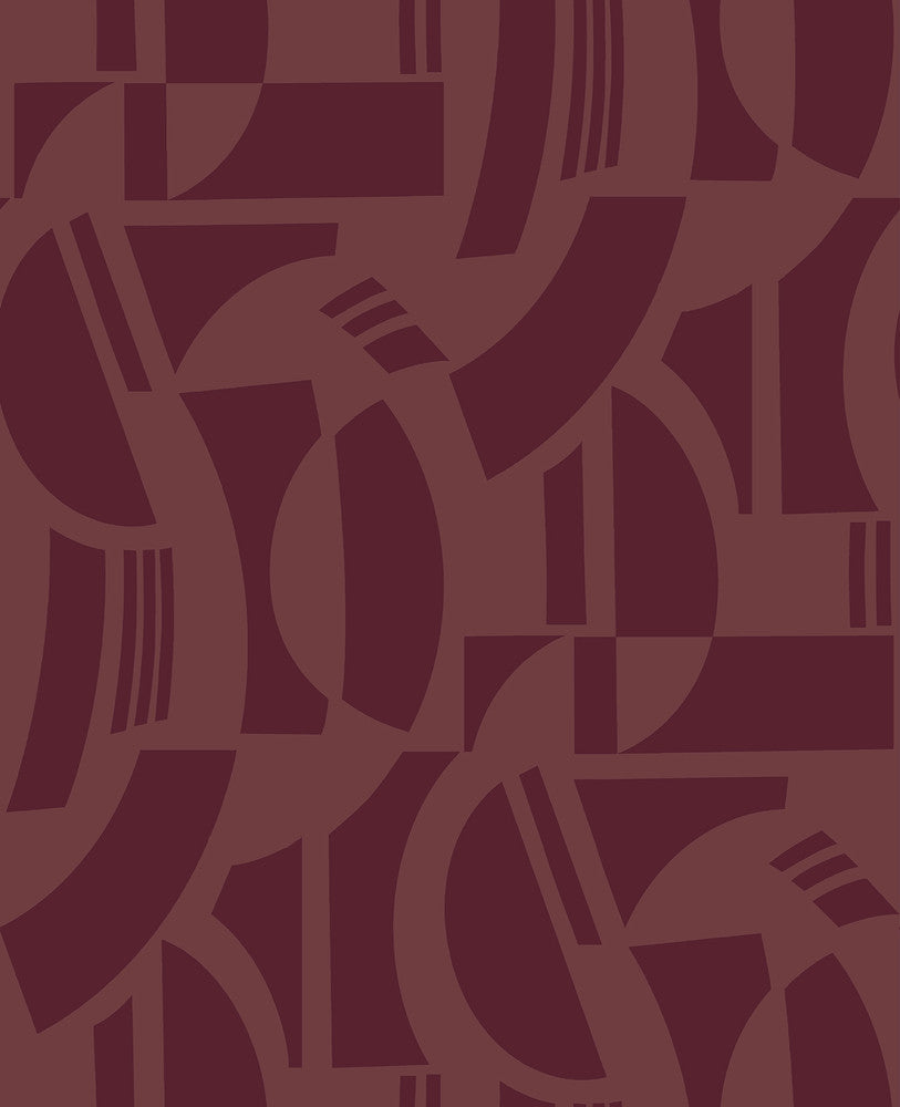 Carter Burgundy Geometric Flock Wallpaper by A-Street Prints Scott Living III Covers about 56.4 square feet 20.5-in by 33-ft long roll Unpasted 25.25 - Fabric Carolina -