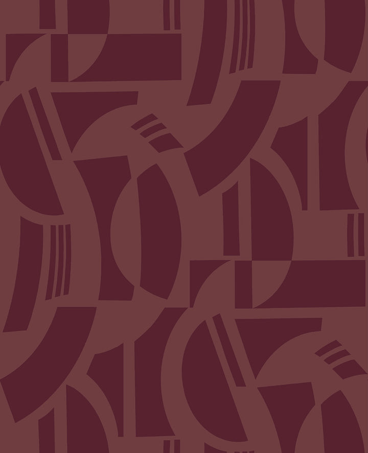 Carter Burgundy Geometric Flock Wallpaper by A-Street Prints Scott Living III Covers about 56.4 square feet 20.5-in by 33-ft long roll Unpasted 25.25 - Fabric Carolina -