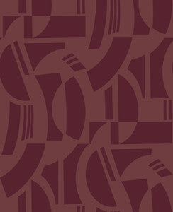 Carter Burgundy Geometric Flock Wallpaper by A-Street Prints
