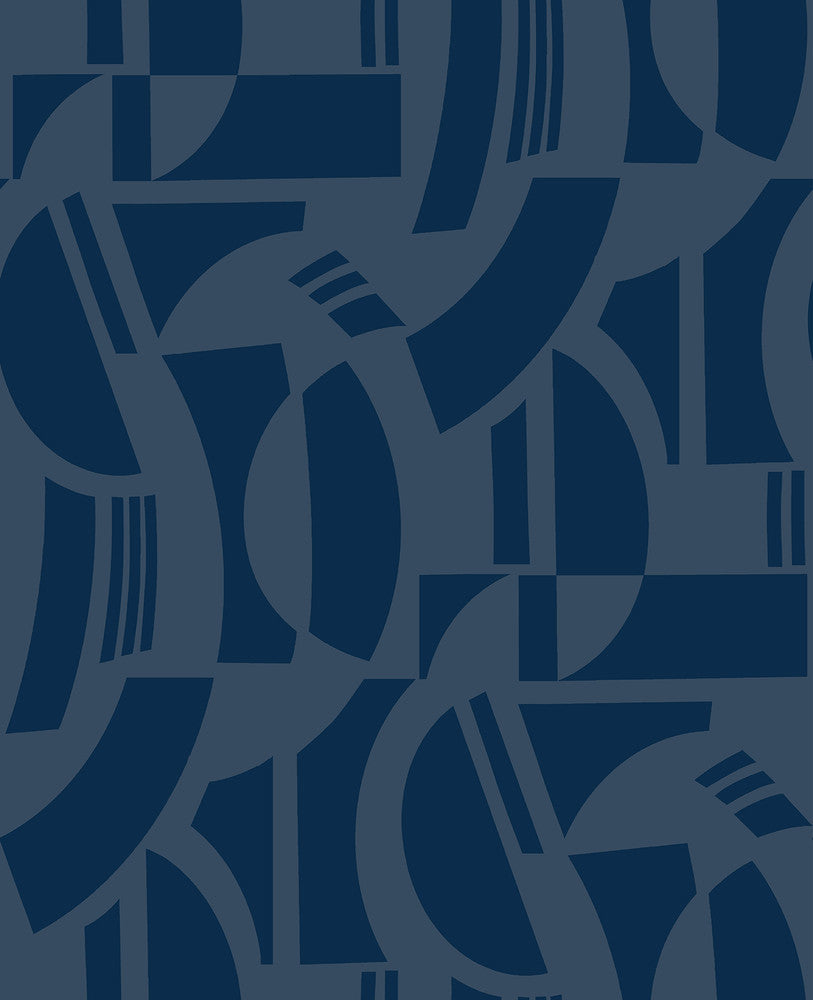 Carter Indigo Geometric Flock Wallpaper by A-Street Prints Scott Living III Covers about 56.4 square feet 20.5-in by 33-ft long roll Unpasted 25.25 - Fabric Carolina -