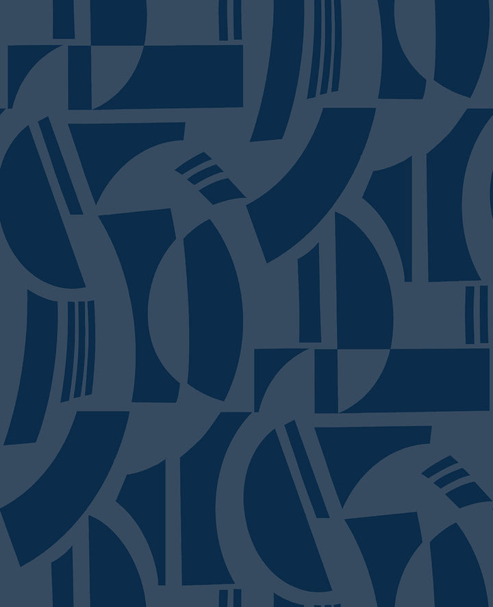 Carter Indigo Geometric Flock Wallpaper by A-Street Prints Scott Living III Covers about 56.4 square feet 20.5-in by 33-ft long roll Unpasted 25.25 - Fabric Carolina -