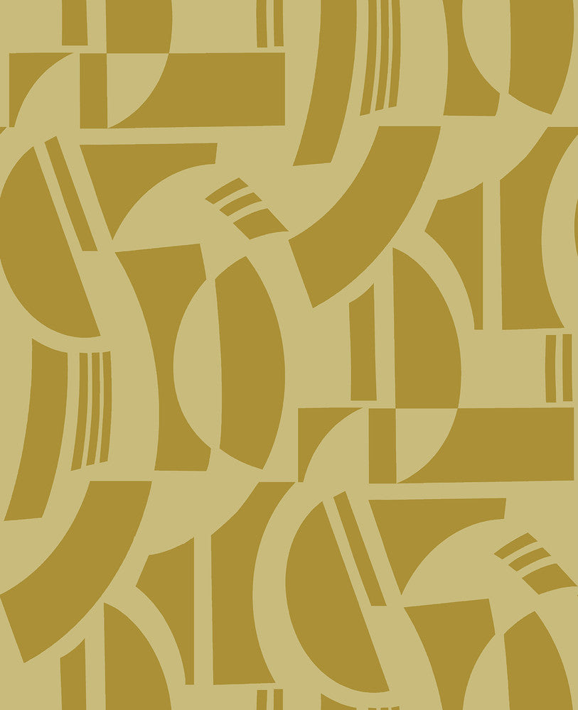 Carter Gold Geometric Flock Wallpaper by A-Street Prints Scott Living III Covers about 56.4 square feet 20.5-in by 33-ft long roll Unpasted 25.25 - Fabric Carolina -