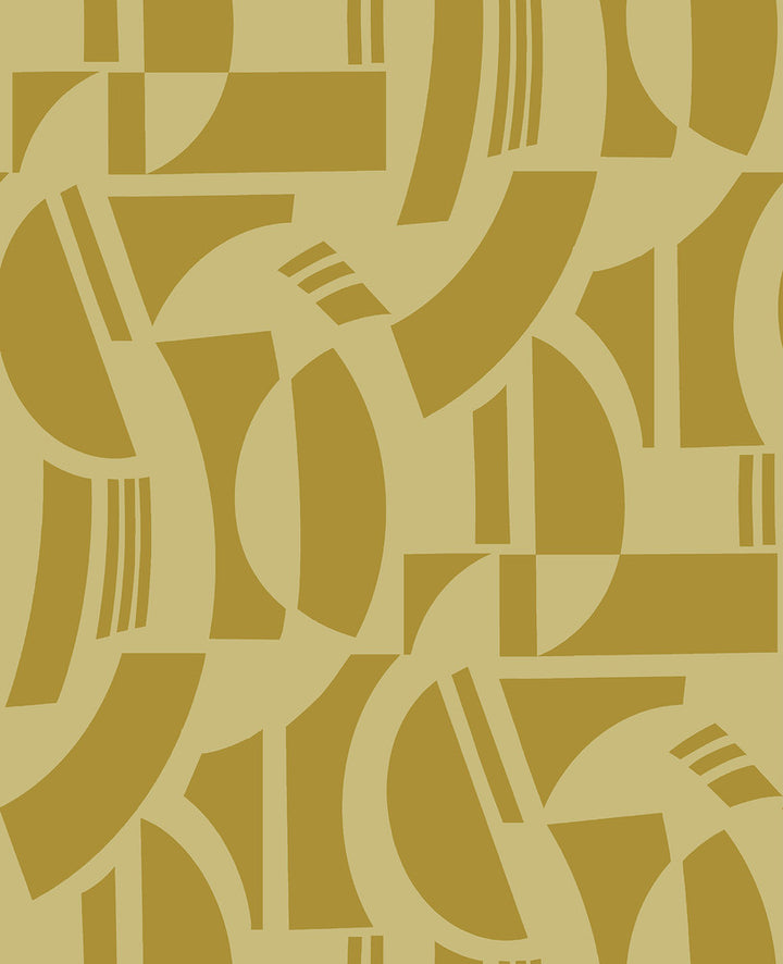 Carter Gold Geometric Flock Wallpaper by A-Street Prints Scott Living III Covers about 56.4 square feet 20.5-in by 33-ft long roll Unpasted 25.25 - Fabric Carolina -