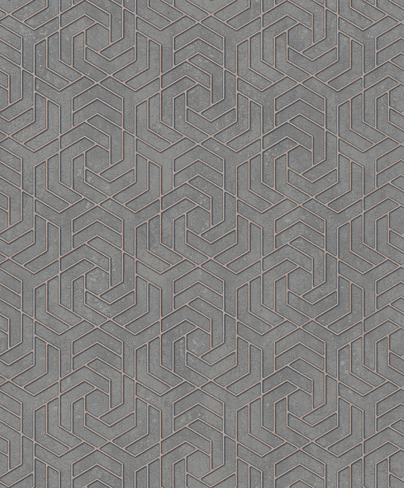 Tama Charcoal Geometric Wallpaper by Advantage Windsong Covers about 57.5 square feet 20.9-in by 33-ft long roll Unpasted 6.3 - Fabric Carolina -