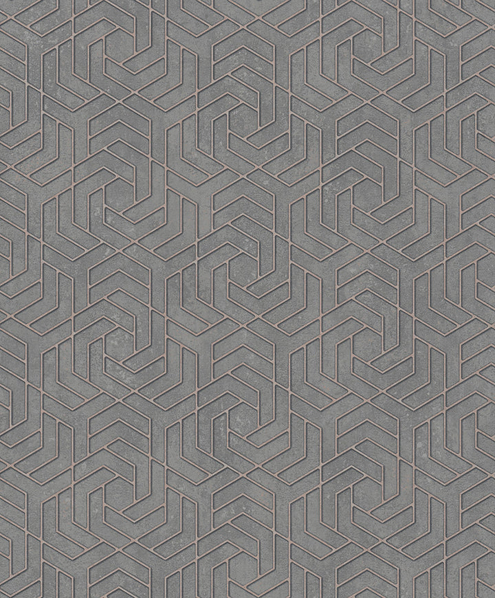 Tama Charcoal Geometric Wallpaper by Advantage Windsong Covers about 57.5 square feet 20.9-in by 33-ft long roll Unpasted 6.3 - Fabric Carolina -