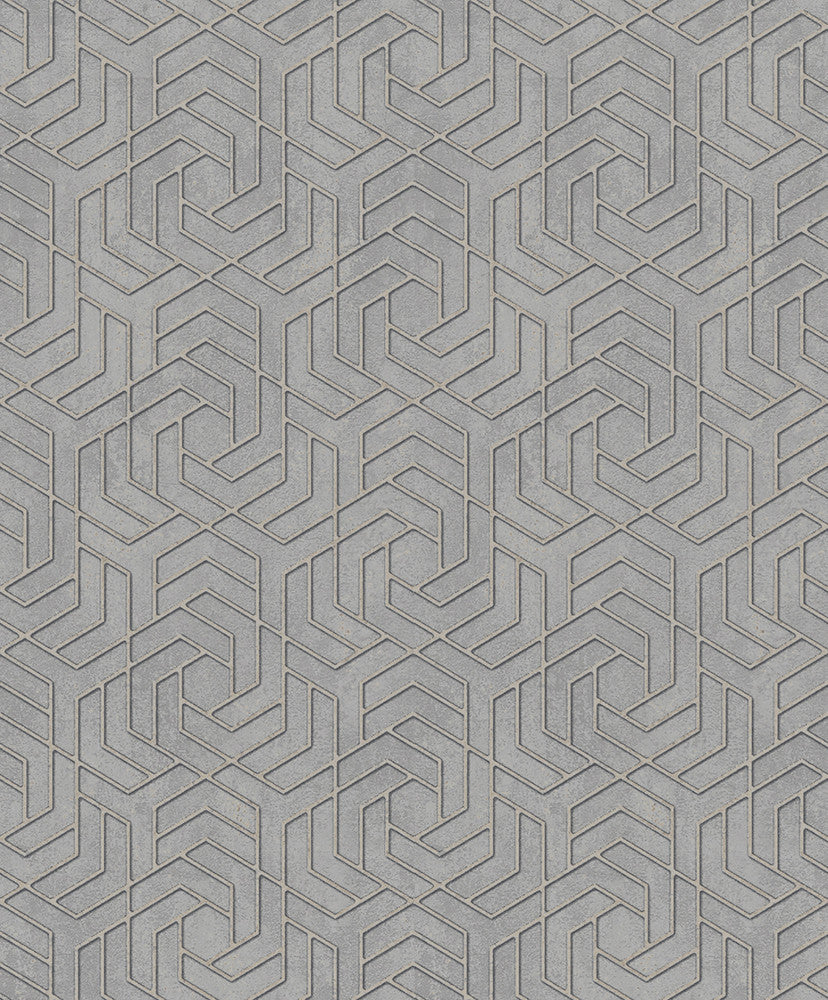 Tama Grey Geometric Wallpaper by Advantage Windsong Covers about 57.5 square feet 20.9-in by 33-ft long roll Unpasted 6.3 - Fabric Carolina -