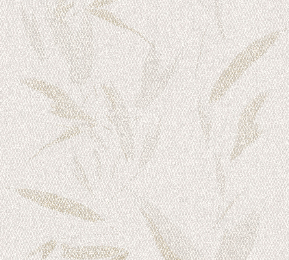 Kaiya Cream Leaves Wallpaper by Advantage Windsong Covers about 57.5 square feet 20.9-in by 33-ft long roll Unpasted 25.2 - Fabric Carolina -