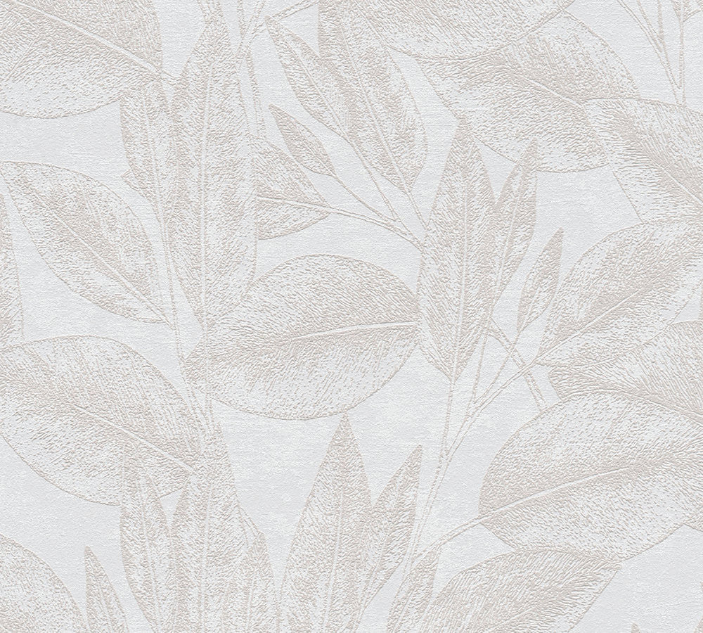 Suki Cream Leaves Wallpaper by Advantage Windsong Covers about 57.5 square feet 20.9-in by 33-ft long roll Unpasted 25.2 - Fabric Carolina -