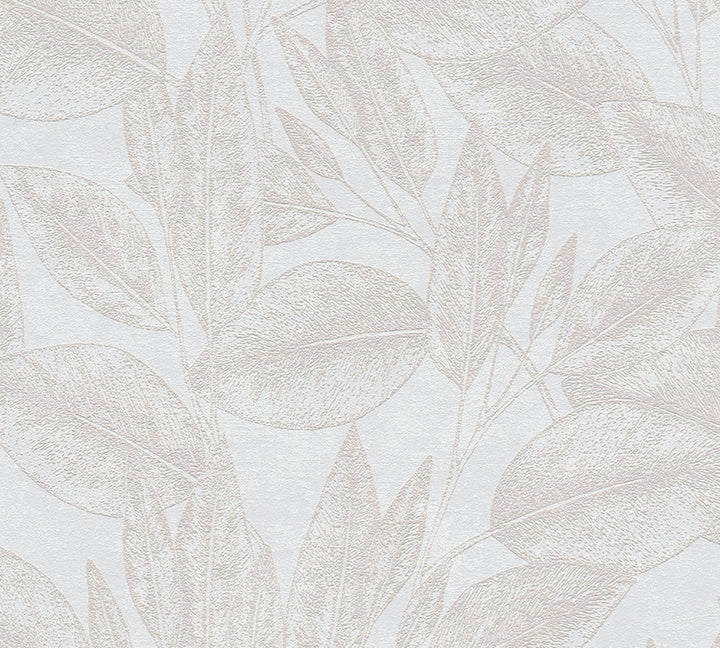 Suki Cream Leaves Wallpaper by Advantage Windsong Covers about 57.5 square feet 20.9-in by 33-ft long roll Unpasted 25.2 - Fabric Carolina -