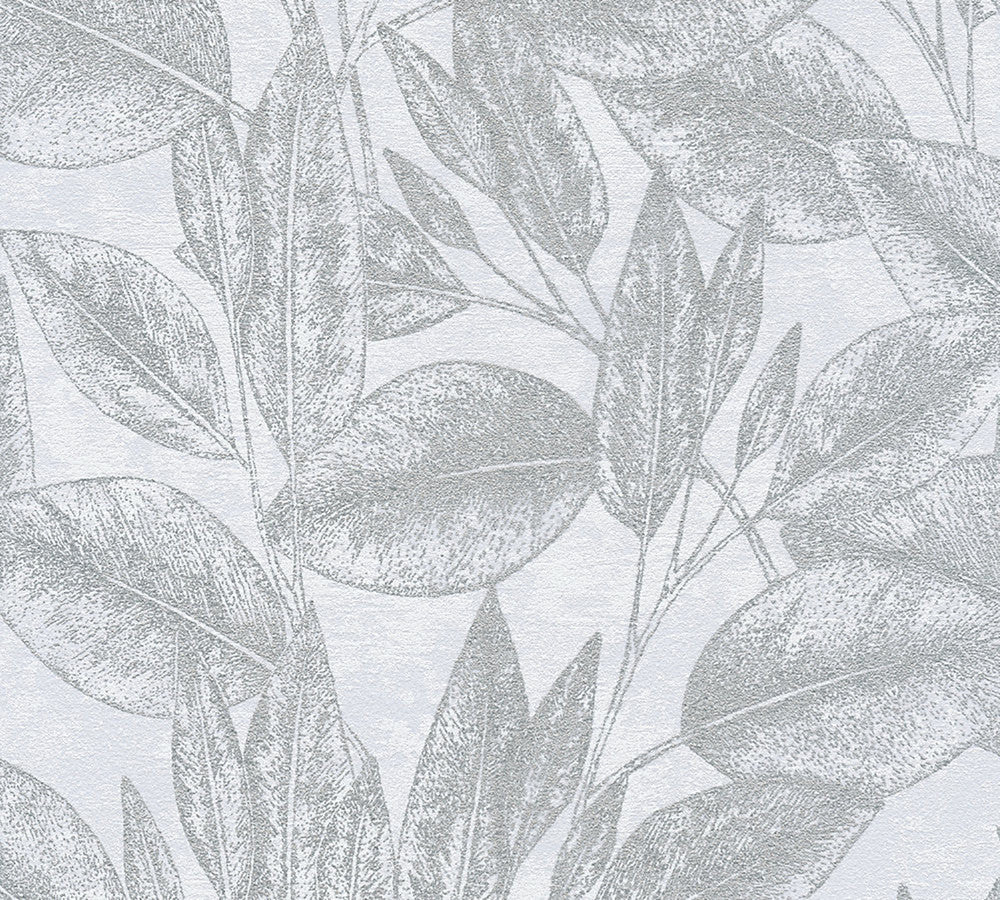 Suki Silver Leaves Wallpaper by Advantage Windsong Covers about 57.5 square feet 20.9-in by 33-ft long roll Unpasted 25.2 - Fabric Carolina -