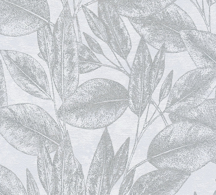 Suki Silver Leaves Wallpaper by Advantage Windsong Covers about 57.5 square feet 20.9-in by 33-ft long roll Unpasted 25.2 - Fabric Carolina -
